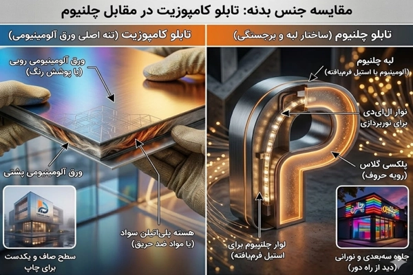 جنس بدنه در تابلو کامپوزیت و چلنیوم